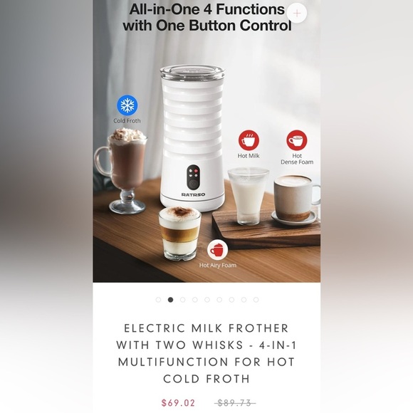 ELECTRIC MILK FROTHER WITH TWO WHISKS - 4-IN-1 MULTIFUNCTION FOR HOT COLD FROTH - Picture 5 of 17